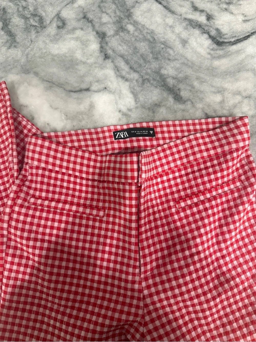 Zara Red and White Gingham Trousers